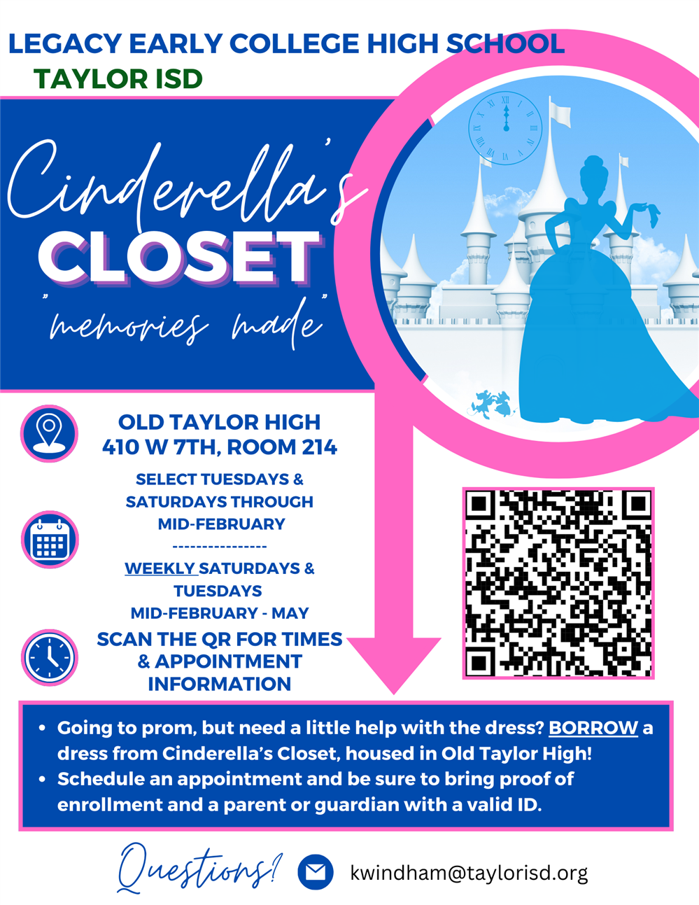  Cinderella's Closet - Old Taylor High - Make an Appointment to Borrow a Dress