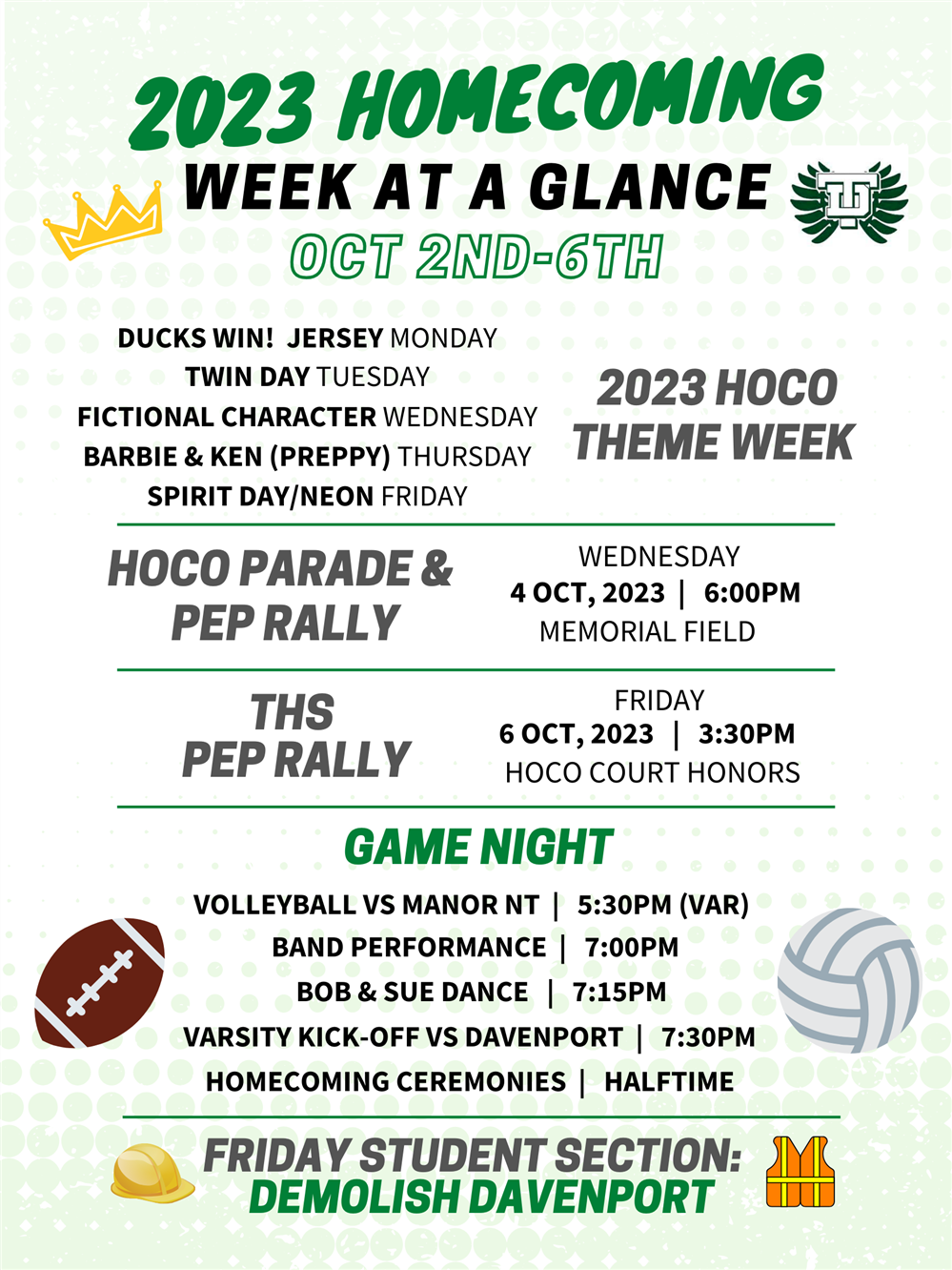  Homecoming Events Calendar